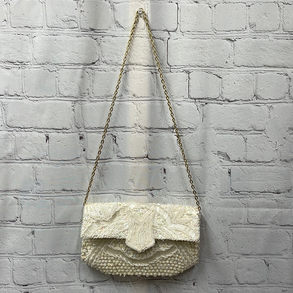 Vintage sequin made in Hong Kong evening bag with chain